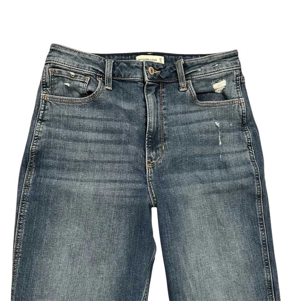ABERCROMBIE & FITCH Jeans Women’s 6 Blue The Mom High Rise Distressed LIKE NEW